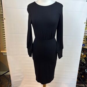 Versona Black Dress with Bishop Sleeves, Small